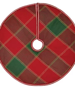 Christmas Tree Decorations VHC Brands 21 In. Tristan Cherry Red Traditional Christmas Decor Mini Tree Skirt