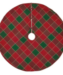 Christmas Tree Decorations VHC Brands 48 In. Tristan Cherry Red Traditional Christmas Decor Tree Skirt