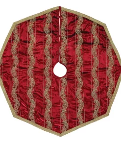 Christmas Tree Decorations VHC Brands 48 In. Yule Christmas Red Glam Decor Tree Skirt