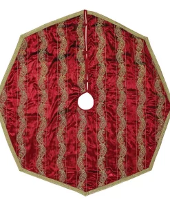 Christmas Tree Decorations VHC Brands 55 In. Yule Christmas Red Glam Decor Tree Skirt