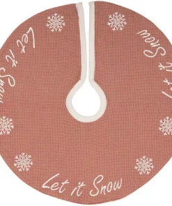 Christmas Tree Decorations VHC Brands 21 In. Let It Snow Apple Red Farmhouse Christmas Decor Mini Tree Skirt