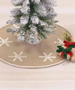 Christmas Tree Decorations VHC Brands 21 In. Pearlescent Natural Tan Coastal Christmas Decor Mini Tree Skirt -Christmas Tree Decorations Shop vhc brands christmas tree skirts collars 32187 31 1000