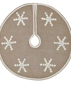 Christmas Tree Decorations VHC Brands 21 In. Pearlescent Natural Tan Coastal Christmas Decor Mini Tree Skirt