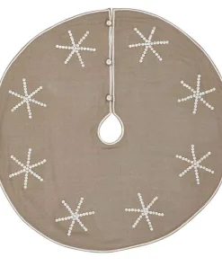 Christmas Tree Decorations VHC Brands 48 In. Pearlescent Natural Tan Coastal Christmas Decor Tree Skirt