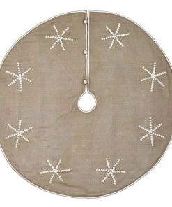 Christmas Tree Decorations VHC Brands 55 In. Pearlescent Natural Tan Coastal Christmas Decor Tree Skirt