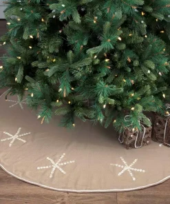 Christmas Tree Decorations VHC Brands 60 In. Pearlescent Natural Tan Coastal Christmas Decor Tree Skirt -Christmas Tree Decorations Shop vhc brands christmas tree skirts collars 32190 31 1000