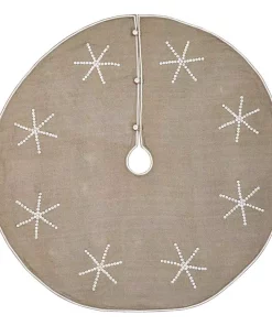 Christmas Tree Decorations VHC Brands 60 In. Pearlescent Natural Tan Coastal Christmas Decor Tree Skirt