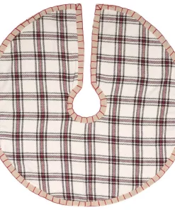 Christmas Tree Decorations VHC Brands 21 In. Amory Ivory White Farmhouse Christmas Decor Mini Tree Skirt