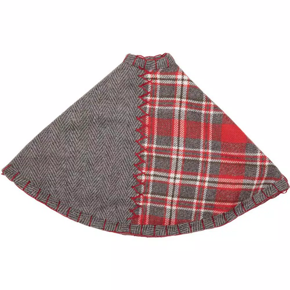 Christmas Tree Decorations VHC Brands 21 In. Anderson Cherry Red Rustic Christmas Decor Patchwork Mini Tree Skirt 3 Christmas Tree Decorations VHC Brands 21 In. Anderson Cherry Red Rustic Christmas Decor Patchwork Mini Tree Skirt - Image 3