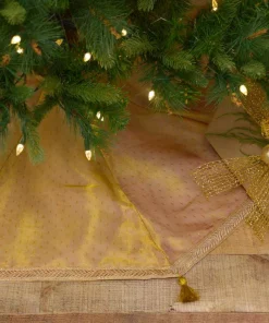 Christmas Tree Decorations VHC Brands 48 In. Tinsel Gold Yellow Glam Christmas Decor Tree Skirt -Christmas Tree Decorations Shop vhc brands christmas tree skirts collars 32242 31 1000