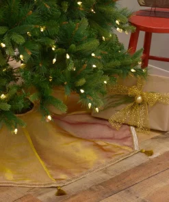 Christmas Tree Decorations VHC Brands 48 In. Tinsel Gold Yellow Glam Christmas Decor Tree Skirt -Christmas Tree Decorations Shop vhc brands christmas tree skirts collars 32242 44 1000