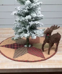 Christmas Tree Decorations VHC Brands 21 In. Tea Star Dark Tan Traditional Christmas Decor Mini Tree Skirt -Christmas Tree Decorations Shop vhc brands christmas tree skirts collars 38095 31 1000