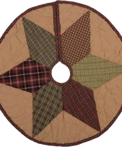 Christmas Tree Decorations VHC Brands 21 In. Tea Star Dark Tan Traditional Christmas Decor Mini Tree Skirt