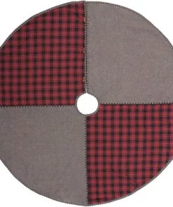 Christmas Tree Decorations VHC Brands 48 In. Andes Charcoal Grey Rustic Christmas Decor Tree Skirt