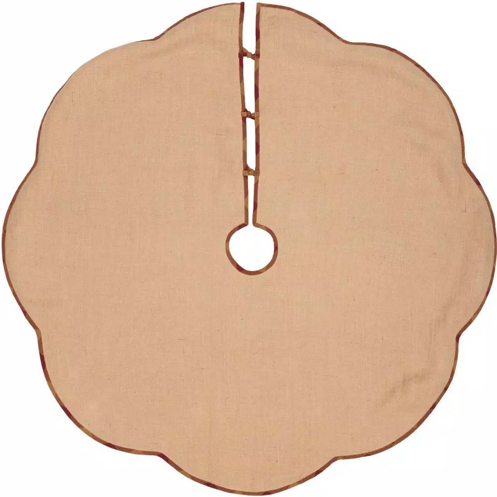 Christmas Tree Decorations VHC Brands 55 In. Burgundy Check Red Primitive Christmas Decor Scalloped Tree Skirt 2 Christmas Tree Decorations VHC Brands 55 In. Burgundy Check Red Primitive Christmas Decor Scalloped Tree Skirt - Image 2