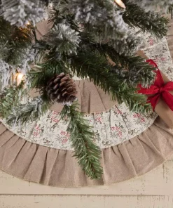 Christmas Tree Decorations VHC Brands 21 In. Carol Khaki Tan Farmhouse Christmas Decor Mini Tree Skirt -Christmas Tree Decorations Shop vhc brands christmas tree skirts collars 42395 31 1000