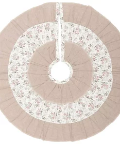 Christmas Tree Decorations VHC Brands 21 In. Carol Khaki Tan Farmhouse Christmas Decor Mini Tree Skirt