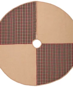 Christmas Tree Decorations VHC Brands 55 In. Clement Natural Tan Rustic Christmas Decor Tree Skirt