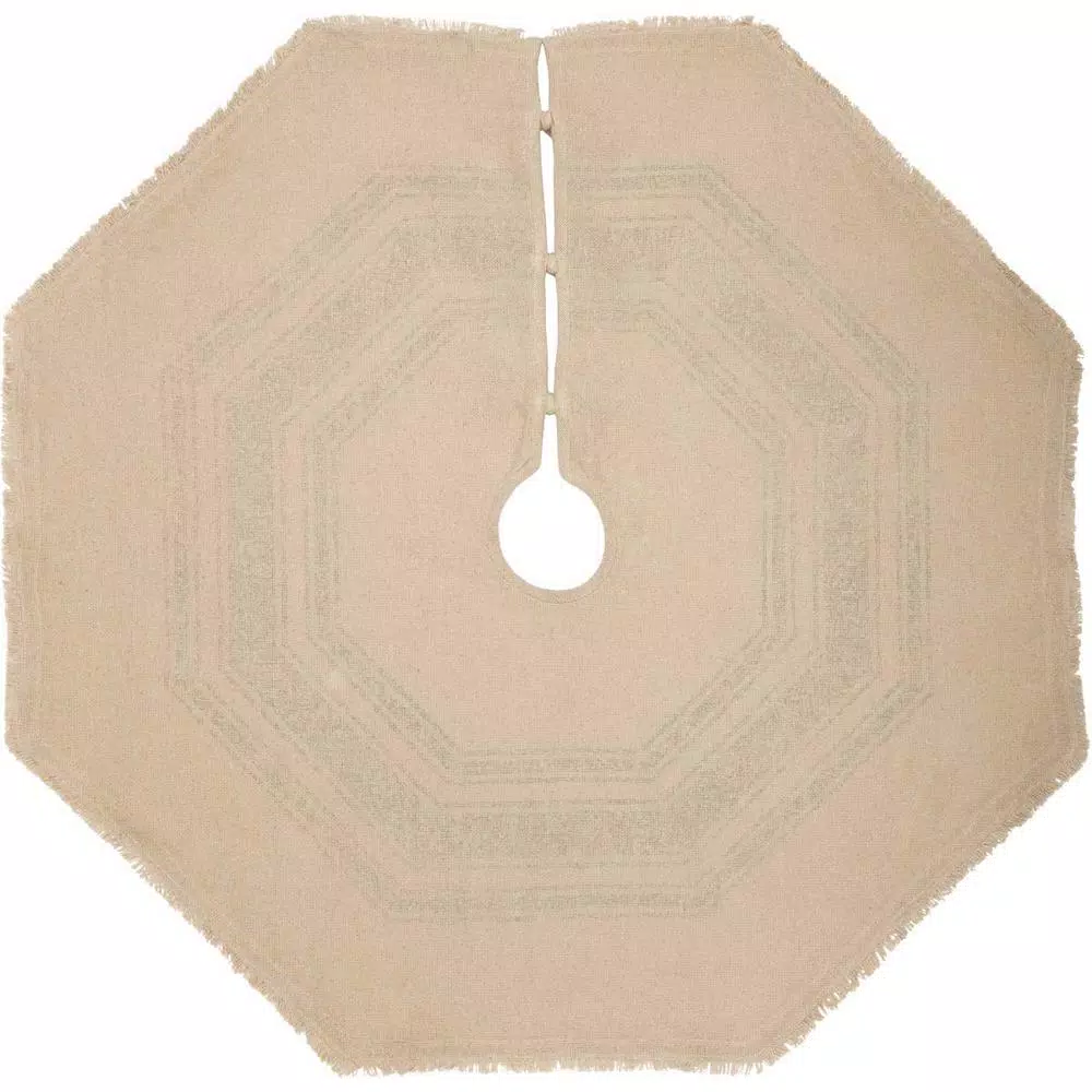 Christmas Tree Decorations VHC Brands 48 In. Green Vintage Burlap Stripe Farmhouse Christmas Decor Tree Skirt 2 Christmas Tree Decorations VHC Brands 48 In. Green Vintage Burlap Stripe Farmhouse Christmas Decor Tree Skirt - Image 2