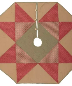 Christmas Tree Decorations VHC Brands 48 In. Dolly Star Natural Tan Primitive Christmas Decor Tree Skirt