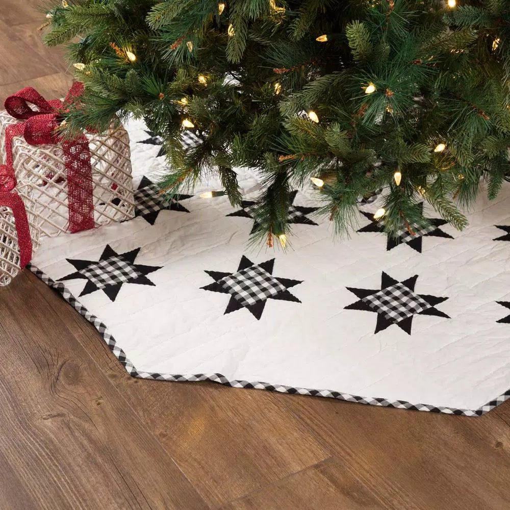 Christmas Tree Decorations VHC Brands 55 In. Black Emmie Farmhouse Christmas Decor Patchwork Tree Skirt 4 Christmas Tree Decorations VHC Brands 55 In. Black Emmie Farmhouse Christmas Decor Patchwork Tree Skirt - Image 4