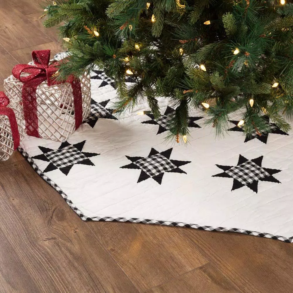 Christmas Tree Decorations VHC Brands 60 In. Black Emmie Farmhouse Christmas Decor Patchwork Tree Skirt 4 Christmas Tree Decorations VHC Brands 60 In. Black Emmie Farmhouse Christmas Decor Patchwork Tree Skirt - Image 4