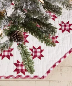 Christmas Tree Decorations VHC Brands 21 In. Red Emmie Farmhouse Christmas Decor Patchwork Tree Skirt -Christmas Tree Decorations Shop vhc brands christmas tree skirts collars 42506 31 1000