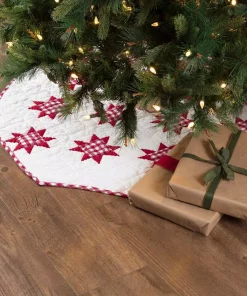 Christmas Tree Decorations VHC Brands 48 In. Red Emmie Farmhouse Christmas Decor Patchwork Tree Skirt -Christmas Tree Decorations Shop vhc brands christmas tree skirts collars 42507 31 1000
