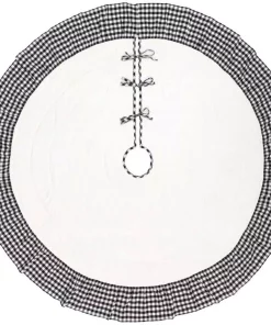 Christmas Tree Decorations VHC Brands 60 In. Black Emmie Farmhouse Christmas Decor Ruffled Tree Skirt