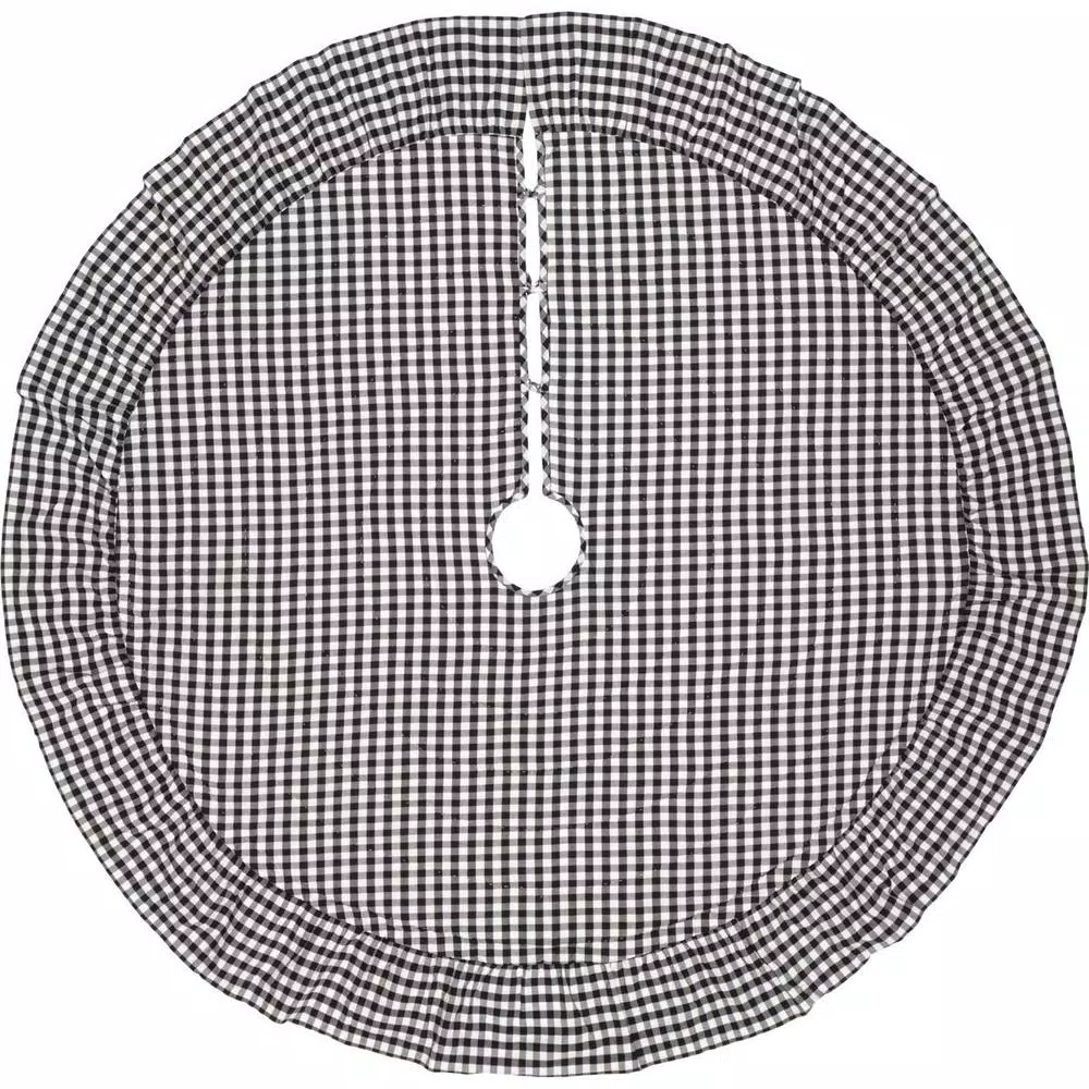 Christmas Tree Decorations VHC Brands 60 In. Black Emmie Farmhouse Christmas Decor Ruffled Tree Skirt 2 Christmas Tree Decorations VHC Brands 60 In. Black Emmie Farmhouse Christmas Decor Ruffled Tree Skirt - Image 2