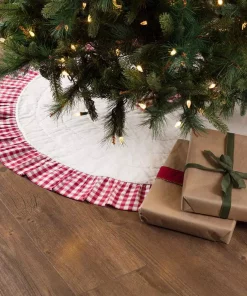 Christmas Tree Decorations VHC Brands 48 In. Red Emmie Farmhouse Christmas Decor Ruffled Tree Skirt -Christmas Tree Decorations Shop vhc brands christmas tree skirts collars 42517 31 1000
