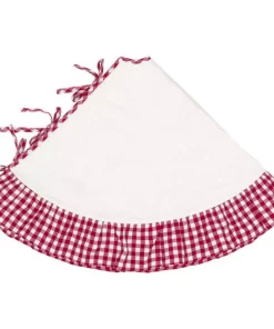 Christmas Tree Decorations VHC Brands 48 In. Red Emmie Farmhouse Christmas Decor Ruffled Tree Skirt -Christmas Tree Decorations Shop vhc brands christmas tree skirts collars 42517 4f 1000