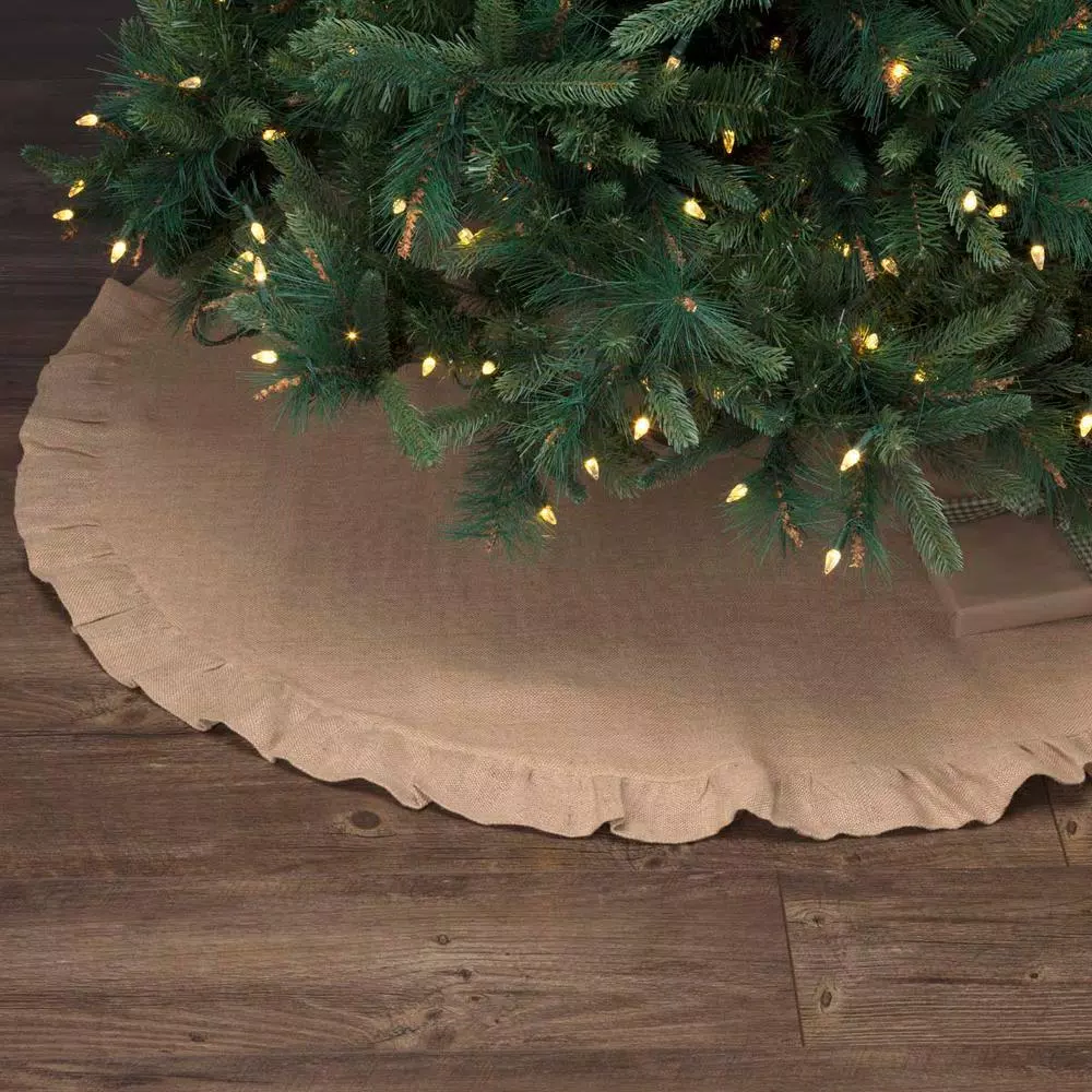 Christmas Tree Decorations VHC Brands 48 In. Jute Burlap Natural Tan Holiday Rustic And Lodge Decor Tree Skirt 3 Christmas Tree Decorations VHC Brands 48 In. Jute Burlap Natural Tan Holiday Rustic And Lodge Decor Tree Skirt - Image 3