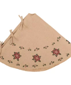 Christmas Tree Decorations VHC Brands 48 In. Jute Burlap Poinsettia Natural Tan Holiday Decor Tree Skirt -Christmas Tree Decorations Shop vhc brands christmas tree skirts collars 42565 4f 1000