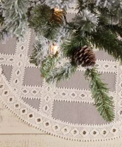 Christmas Tree Decorations VHC Brands 21 In. Grey Margot Farmhouse Christmas Decor Tree Skirt -Christmas Tree Decorations Shop vhc brands christmas tree skirts collars 42571 31 1000