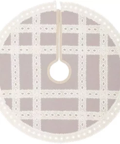 Christmas Tree Decorations VHC Brands 21 In. Grey Margot Farmhouse Christmas Decor Tree Skirt