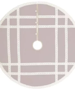 Christmas Tree Decorations VHC Brands 48 In. Grey Margot Farmhouse Christmas Decor Tree Skirt