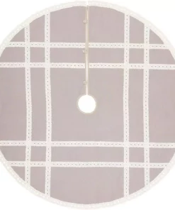 Christmas Tree Decorations VHC Brands 55 In. Grey Margot Farmhouse Christmas Decor Tree Skirt