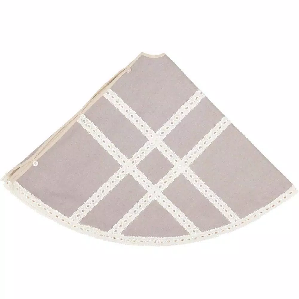 Christmas Tree Decorations VHC Brands 60 In. Grey Margot Farmhouse Christmas Decor Tree Skirt 3 Christmas Tree Decorations VHC Brands 60 In. Grey Margot Farmhouse Christmas Decor Tree Skirt - Image 3