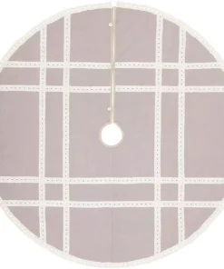 Christmas Tree Decorations VHC Brands 60 In. Grey Margot Farmhouse Christmas Decor Tree Skirt