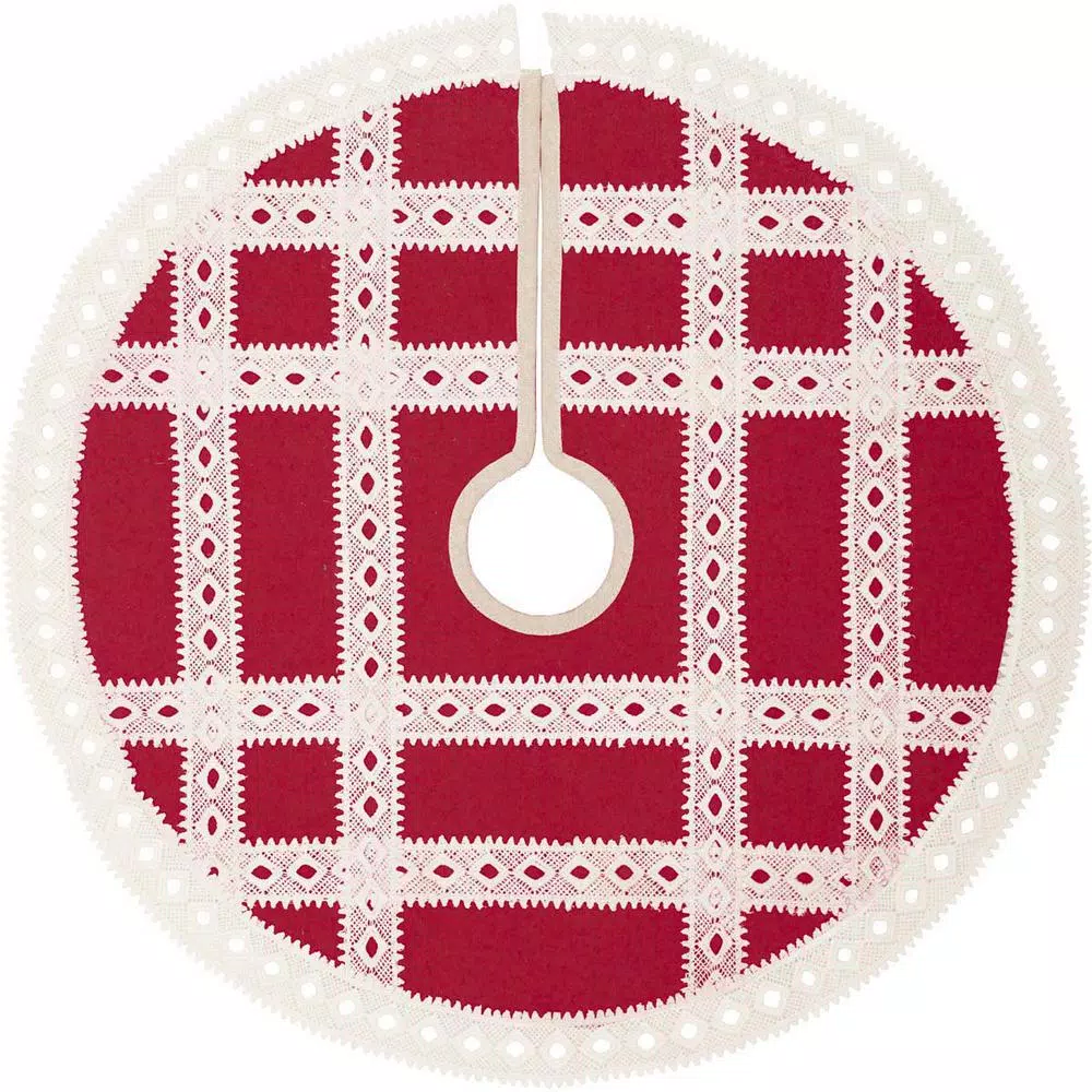 Christmas Tree Decorations VHC Brands 21 In. Red Margot Farmhouse Christmas Decor Tree Skirt 1 Christmas Tree Decorations VHC Brands 21 In. Red Margot Farmhouse Christmas Decor Tree Skirt
