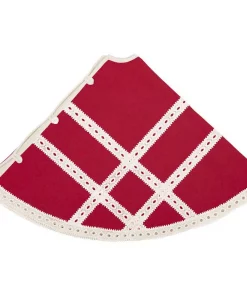 Christmas Tree Decorations VHC Brands 48 In. Red Margot Farmhouse Christmas Decor Tree Skirt -Christmas Tree Decorations Shop vhc brands christmas tree skirts collars 42580 4f 1000
