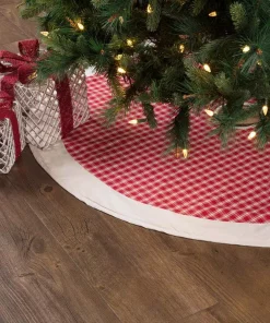 Christmas Tree Decorations VHC Brands 48 In. Red Plaid Christmas Farmhouse Decor Tree Skirt -Christmas Tree Decorations Shop vhc brands christmas tree skirts collars 42597 31 1000