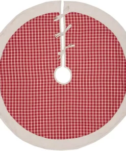Christmas Tree Decorations VHC Brands 48 In. Red Plaid Christmas Farmhouse Decor Tree Skirt