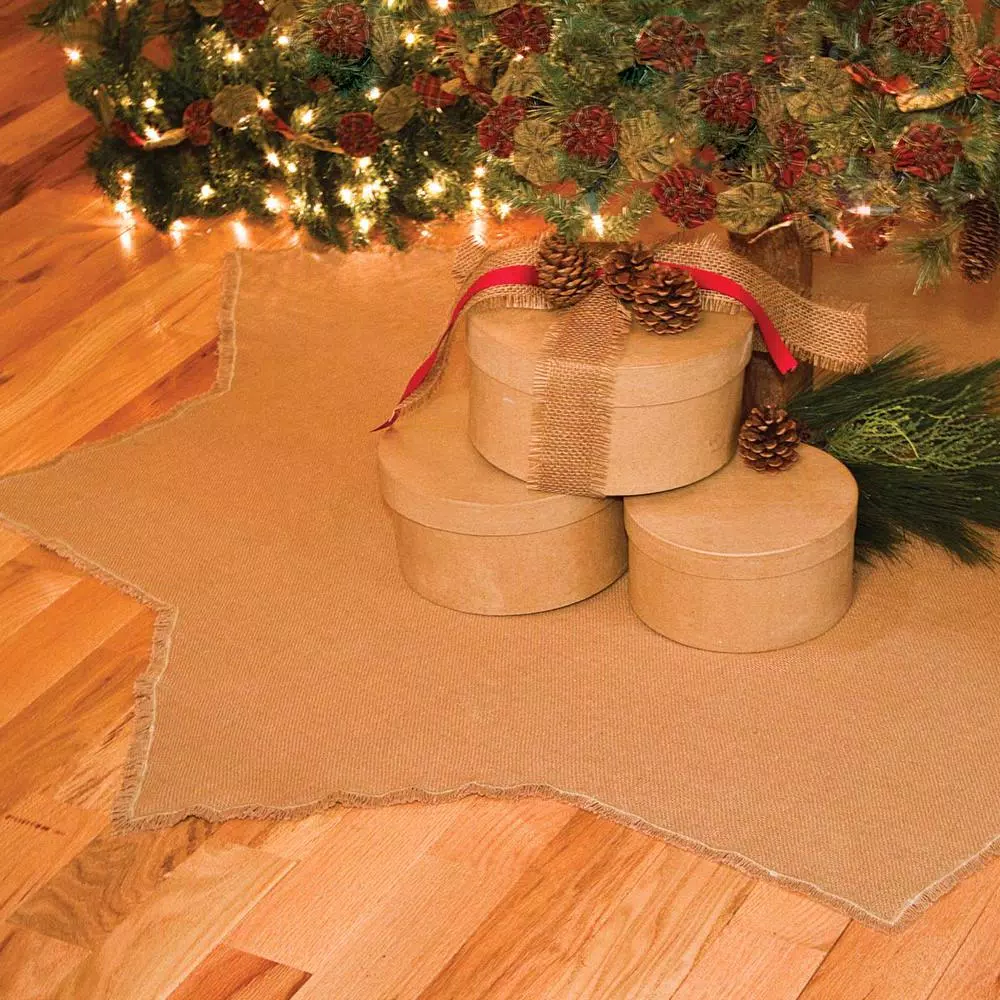Christmas Tree Decorations VHC Brands 48 In. Burlap Natural Tan Farmhouse Christmas Decor Tree Skirt 5 Christmas Tree Decorations VHC Brands 48 In. Burlap Natural Tan Farmhouse Christmas Decor Tree Skirt - Image 5