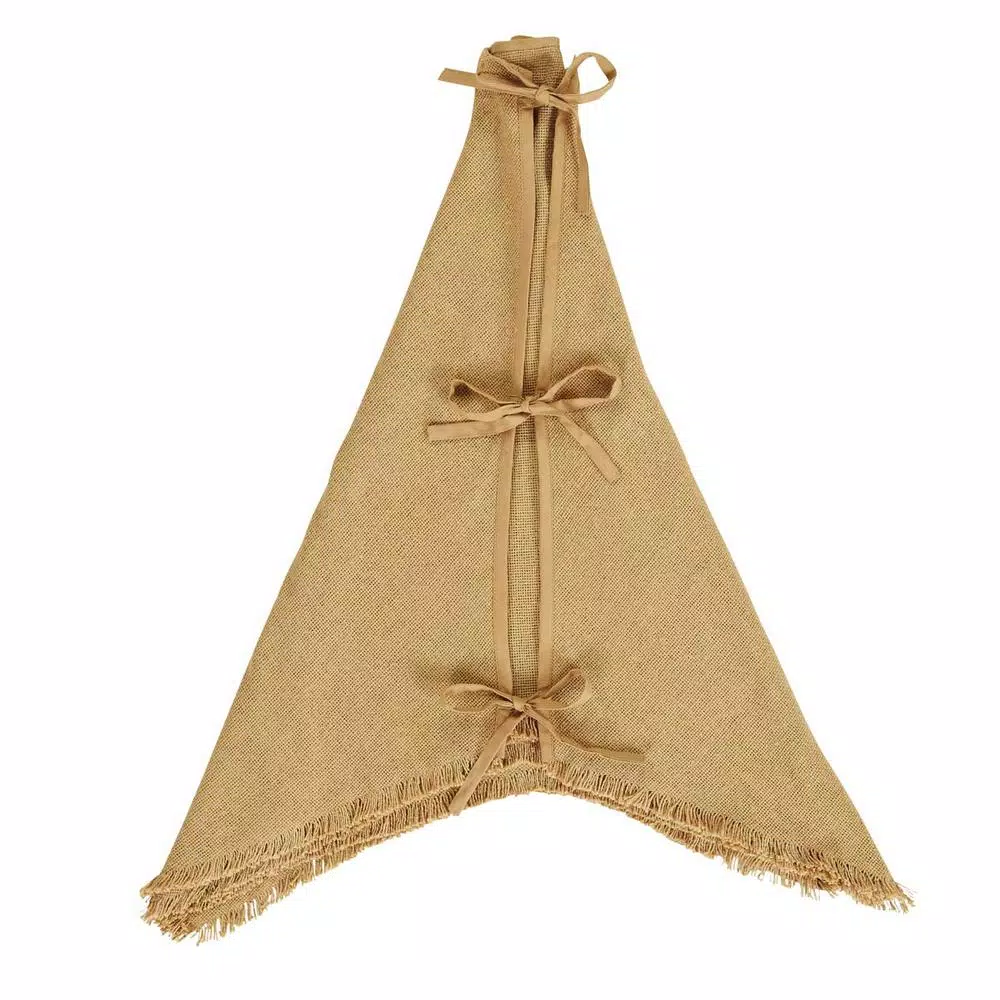 Christmas Tree Decorations VHC Brands 48 In. Burlap Natural Tan Farmhouse Christmas Decor Tree Skirt 3 Christmas Tree Decorations VHC Brands 48 In. Burlap Natural Tan Farmhouse Christmas Decor Tree Skirt - Image 3