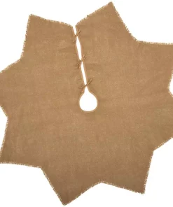 Christmas Tree Decorations VHC Brands 48 In. Burlap Natural Tan Farmhouse Christmas Decor Tree Skirt