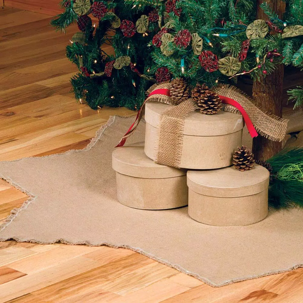 Christmas Tree Decorations VHC Brands 48 In. Burlap Natural Tan Farmhouse Christmas Decor Tree Skirt 6 Christmas Tree Decorations VHC Brands 48 In. Burlap Natural Tan Farmhouse Christmas Decor Tree Skirt - Image 6