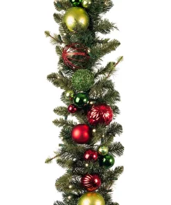 Christmas Greenery Village Lighting Company 9 Ft. Pre-Lit LED Festive Holiday Garland