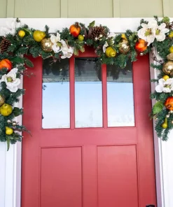 Christmas Greenery Village Lighting Company 9 Ft. Pre-Lit LED Magnolia Orchard Garland -Christmas Tree Decorations Shop village lighting company christmas garland v 20681 fa 1000